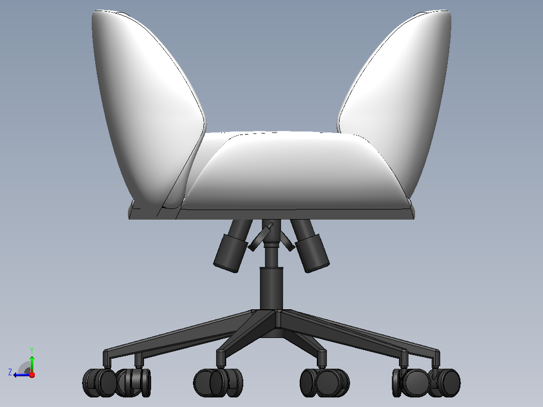 包覆款办公工学椅3D数模图纸 Solidworks设计右视图