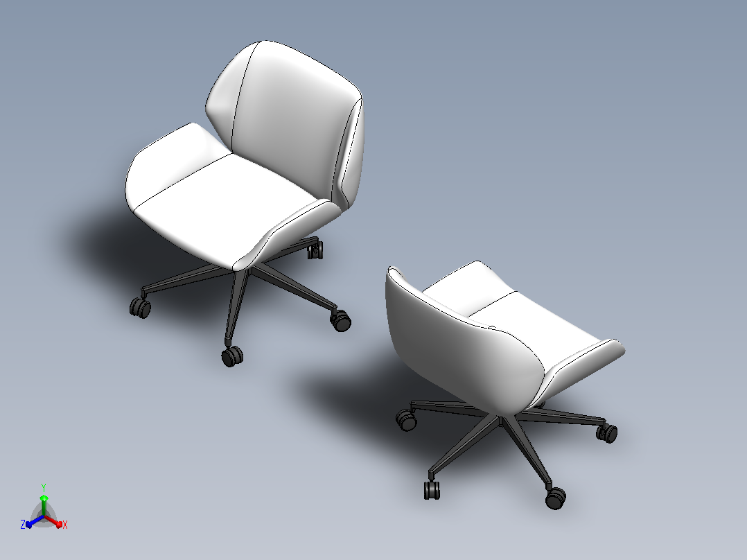 包覆款办公工学椅3D数模图纸 Solidworks设计正等轴测图