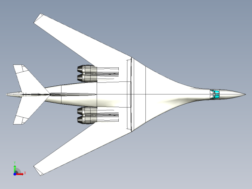 Tu-160逆火战略轰炸机CATIA V5 r21参数化模型前视缩略图