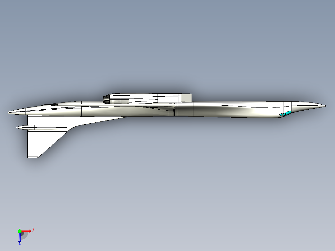 Tu-160逆火战略轰炸机CATIA V5 r21参数化模型俯视图