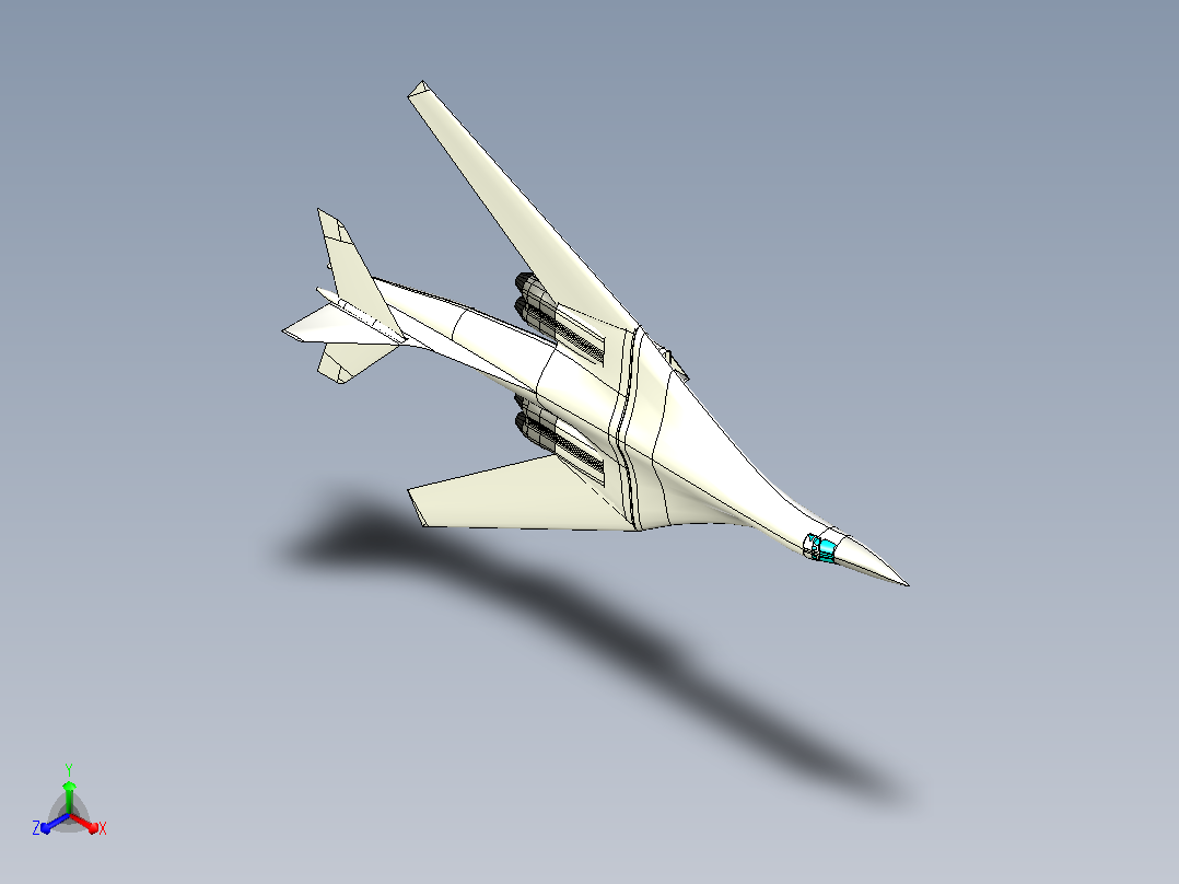 Tu-160逆火战略轰炸机CATIA V5 r21参数化模型正等轴测图