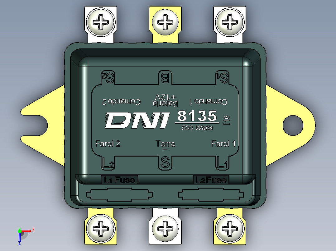 通用双前照灯继电器(DNI 8135 500W-12V)俯视图
