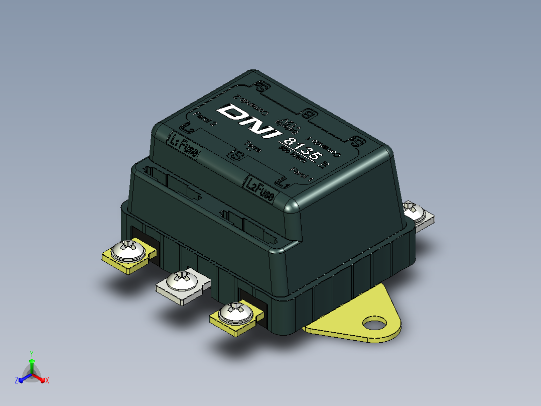通用双前照灯继电器(DNI 8135 500W-12V)正等轴测图