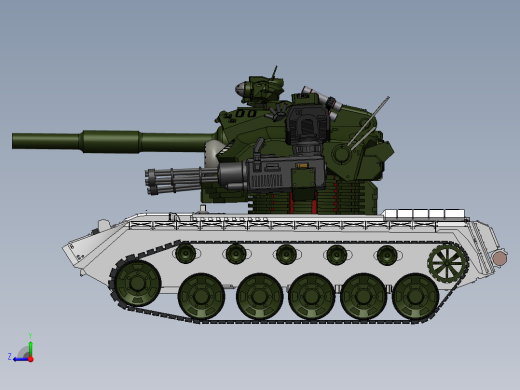 ZDH-MX-001 主战坦克模型右视缩略图