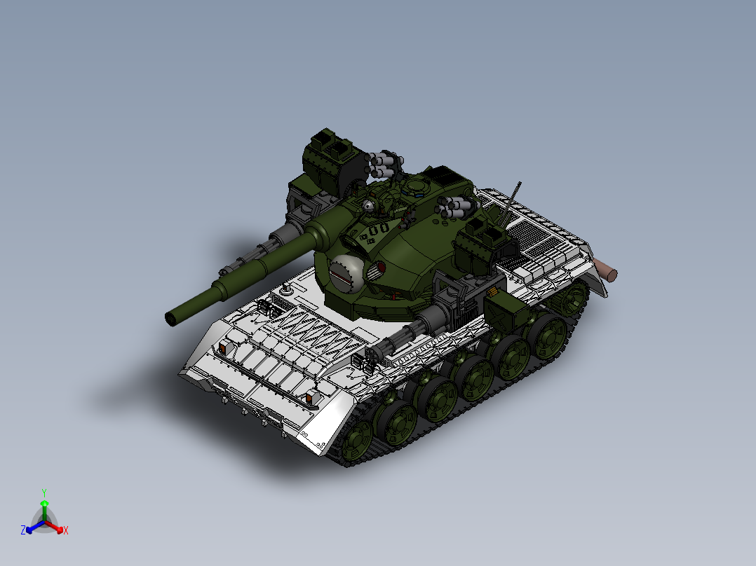 ZDH-MX-001 主战坦克模型正等轴测图