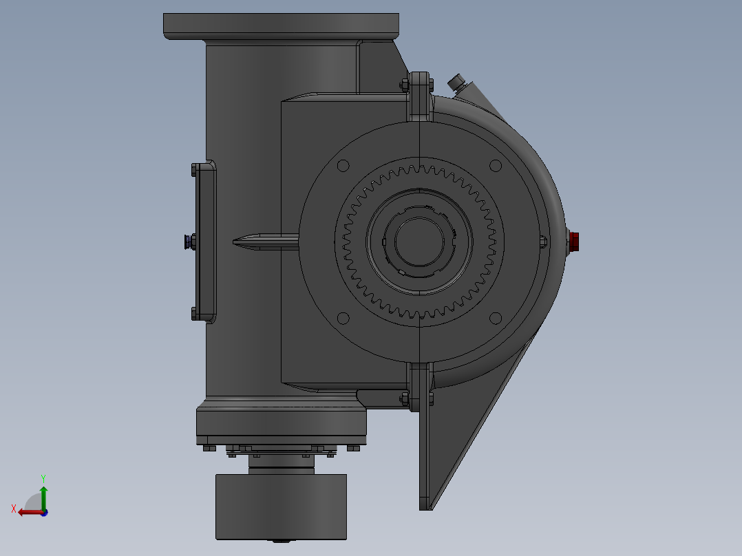 设计的蜗轮蜗杆减速箱三维建模图纸 IGS格式后视图