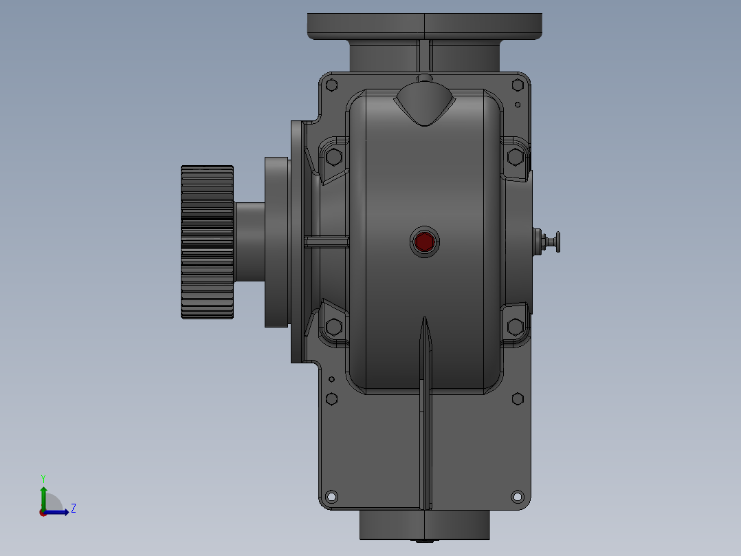 设计的蜗轮蜗杆减速箱三维建模图纸 IGS格式左视图