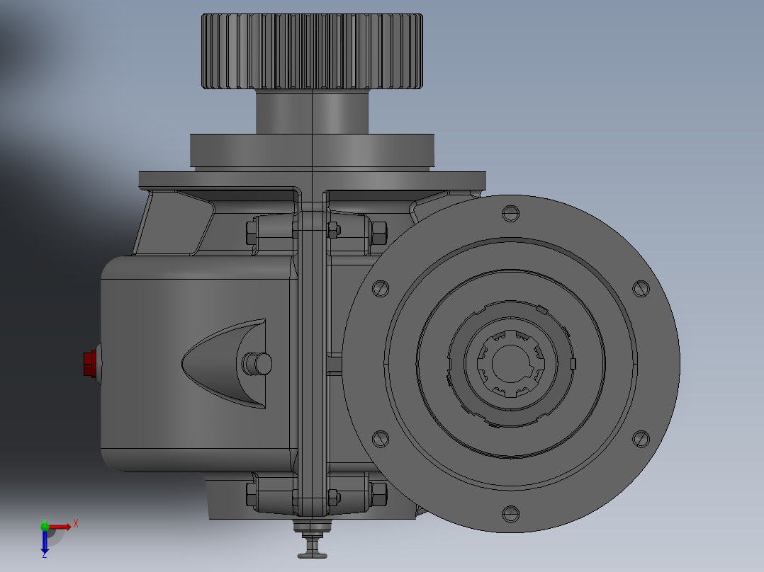 设计的蜗轮蜗杆减速箱三维建模图纸 IGS格式俯视图