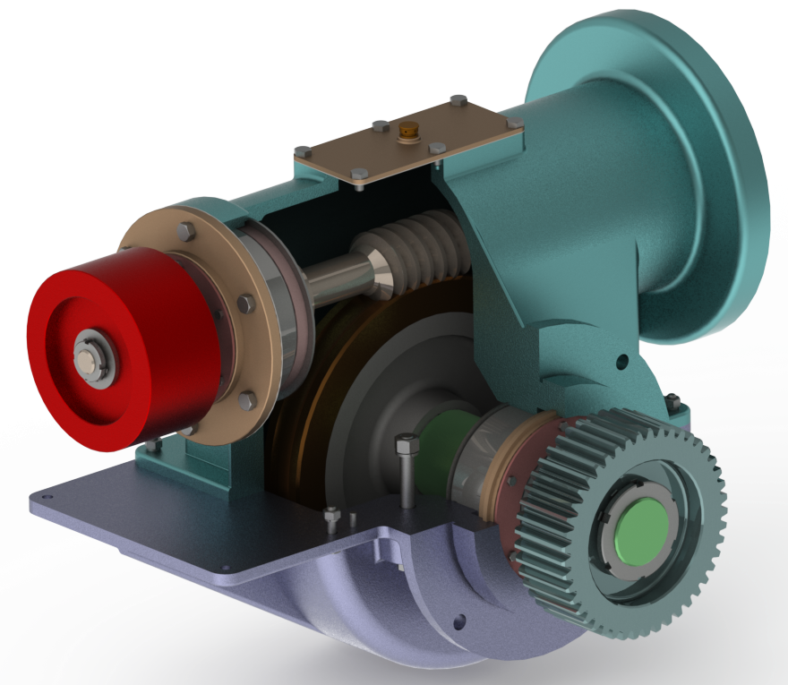设计的蜗轮蜗杆减速箱三维建模图纸 IGS格式