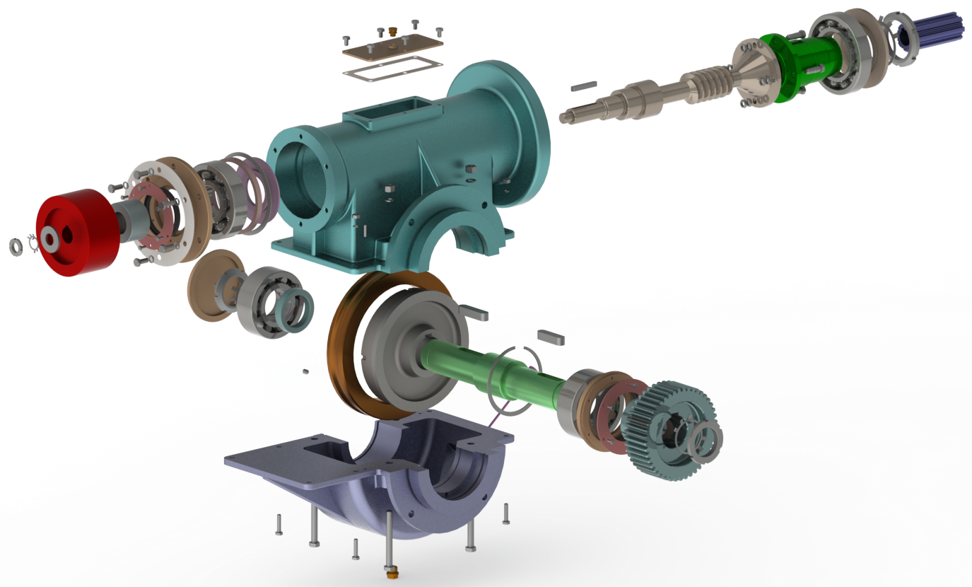 设计的蜗轮蜗杆减速箱三维建模图纸 IGS格式