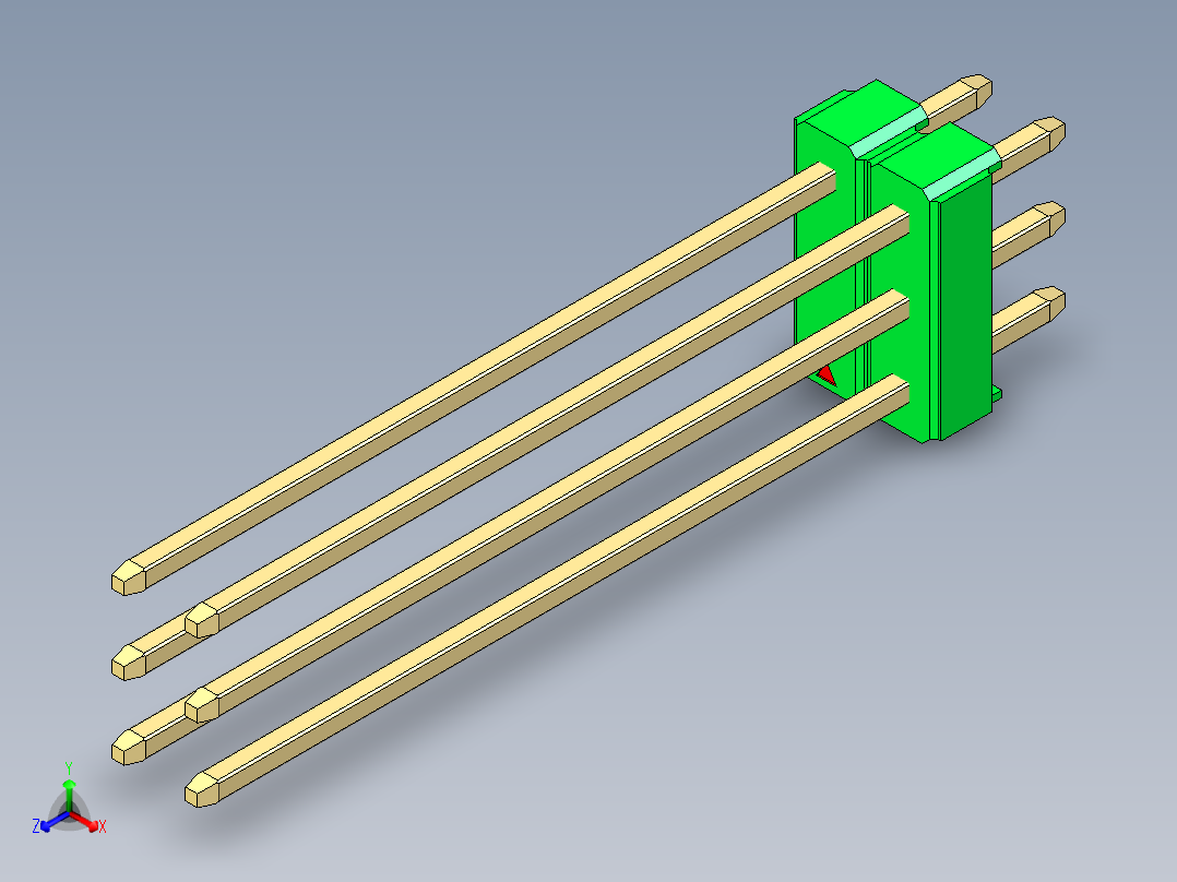 彩色公头100mil（2.54mm）系列-DS1021_green_3x02p_100mil_Type43_rev1.0主视图
