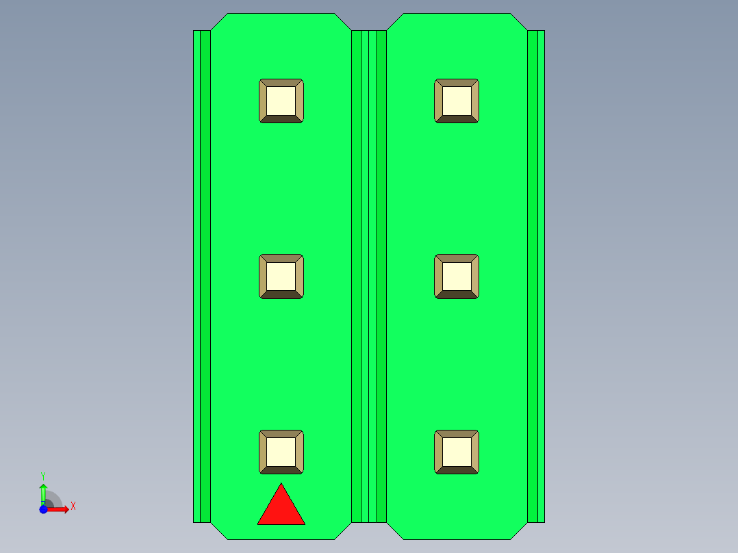 彩色公头100mil（2.54mm）系列-DS1021_green_3x02p_100mil_Type43_rev1.0前视图