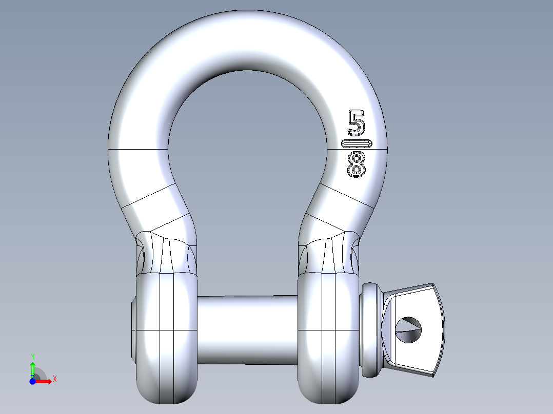 紧固件-IGES 0.6250 D-Ring Shackle前视图