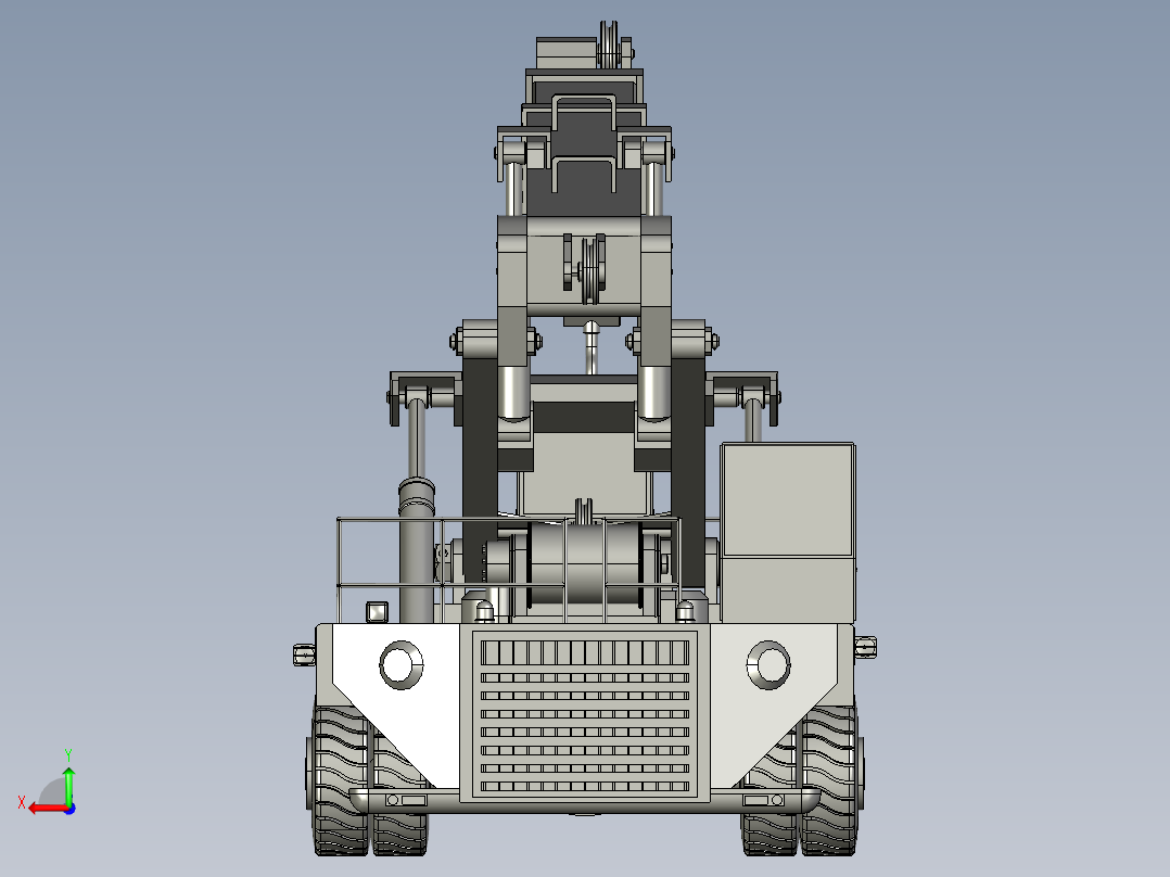 轮式起重机简易模型3D图纸 STEP格式后视图