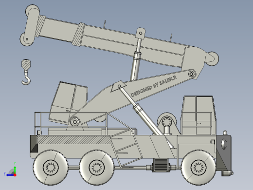 轮式起重机简易模型3D图纸 STEP格式右视缩略图