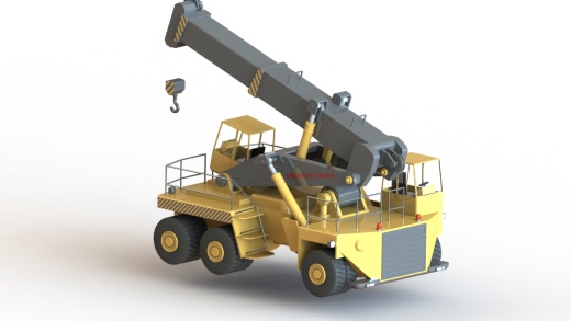 轮式起重机简易模型3D图纸 STEP格式缩略图