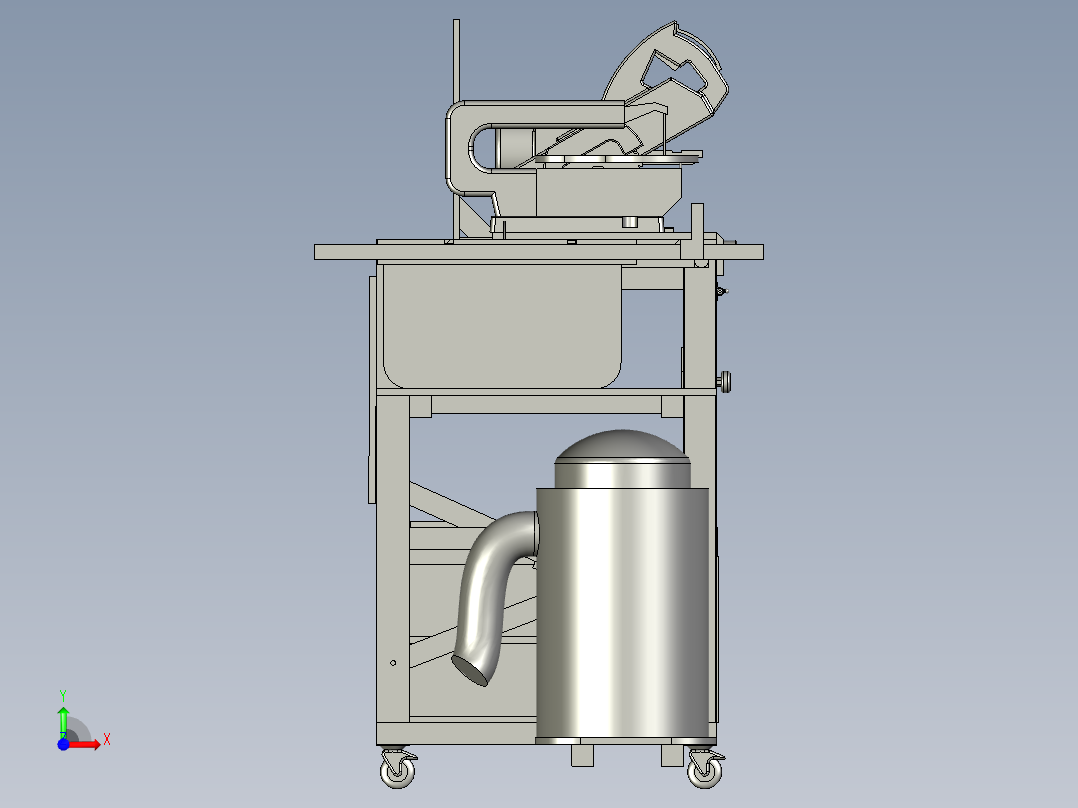 带翻转和倾斜的木工工作台前视图
