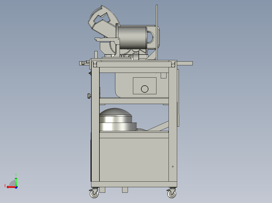 带翻转和倾斜的木工工作台后视图