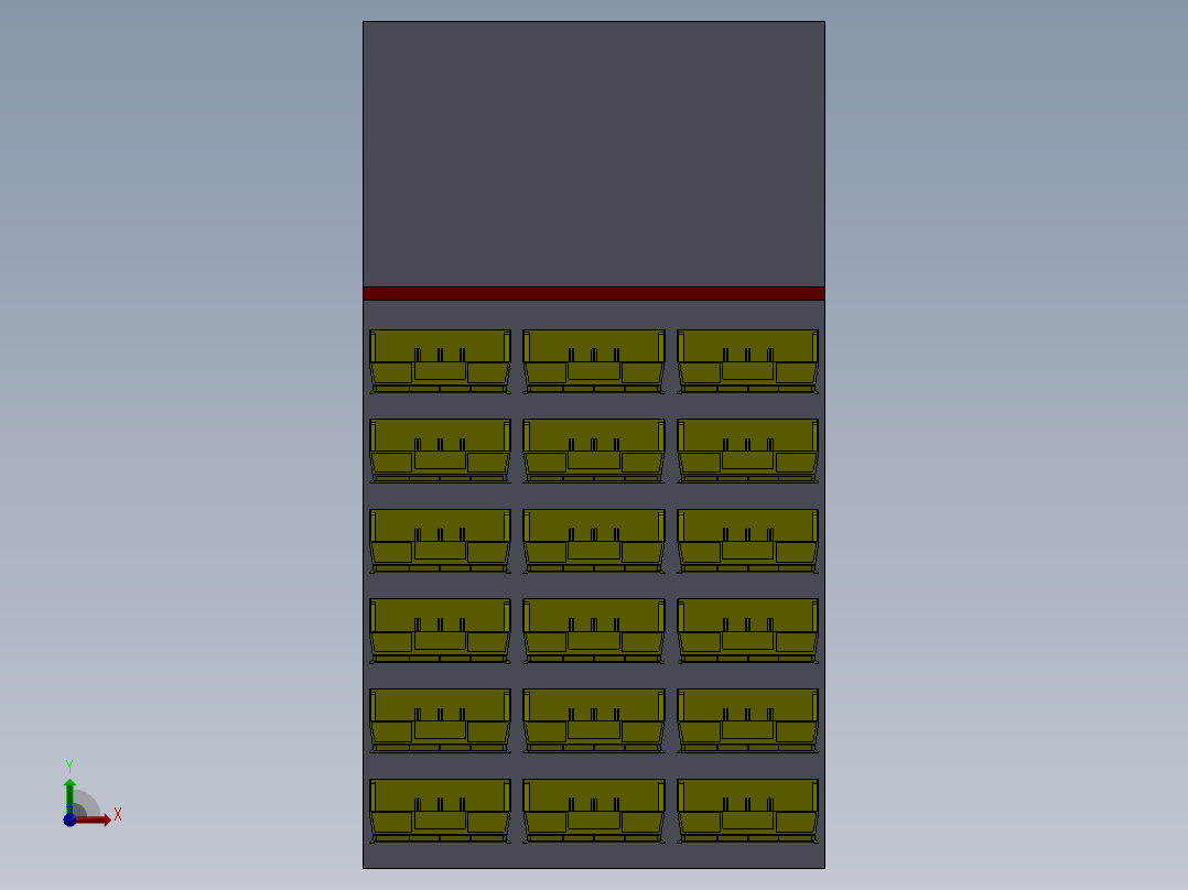 塑料垃圾箱的垃圾架前视图