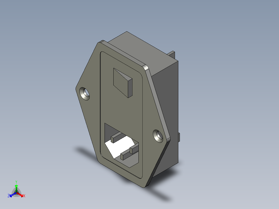AC品字电源插座三合一AC08正等轴测图