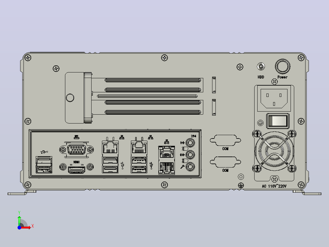 IPC-330D-横放 工控机 IPC300D series前视图