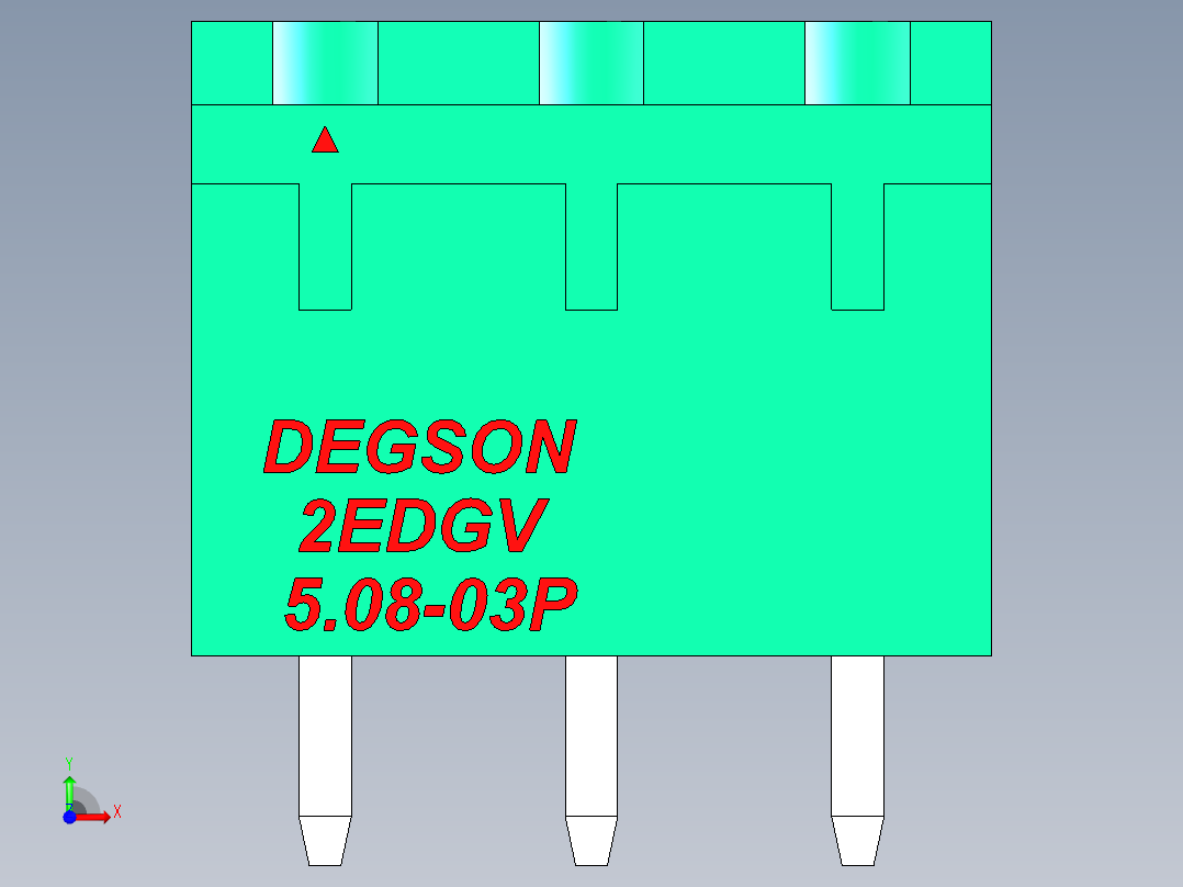 DEGSON 2EDG 系列 5.08mm 可插拔接线端子组-2EDGV-5.08-03P-14-00AH前视图