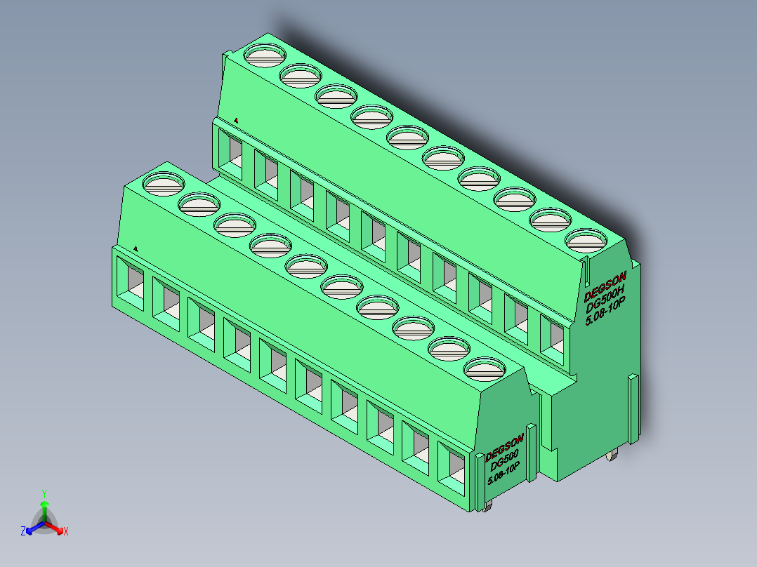 DEGSON DG500 系列 5.05.087.62mm 接线端子-DG500B-5.08-20P-14-00AH主视图