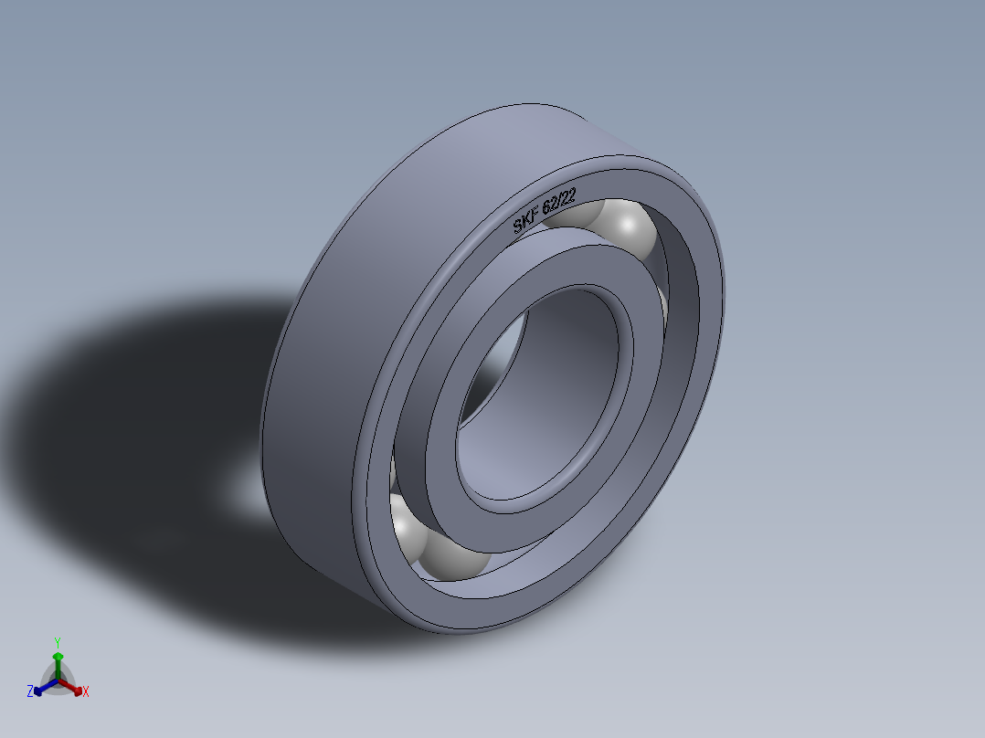 滚珠轴承-SKF BALL BEARING 62-22 22x50x14正等轴测图