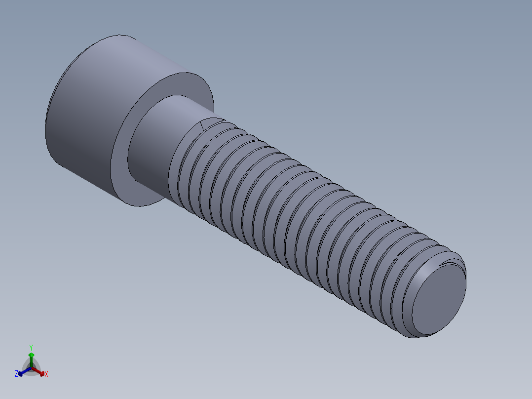 粗螺纹 SHCS 螺钉-SHCS 0.5.x13x2.SLDPRT正等轴测图