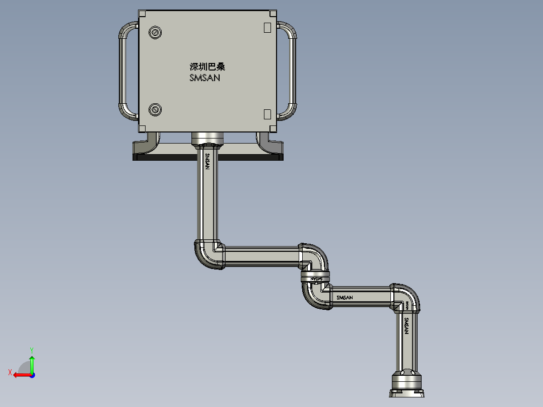 悬臂控制操控箱键盘支架-J4-旋转底座+转角-中间连接器-转角-箱体连接器-200-200-250-300后视图