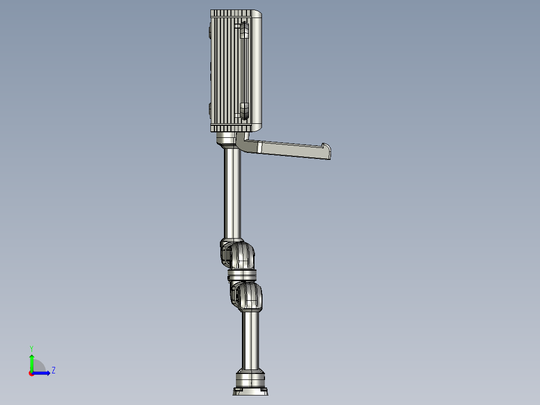 悬臂控制操控箱键盘支架-J4-旋转底座+转角-中间连接器-转角-箱体连接器-200-200-250-300左视图