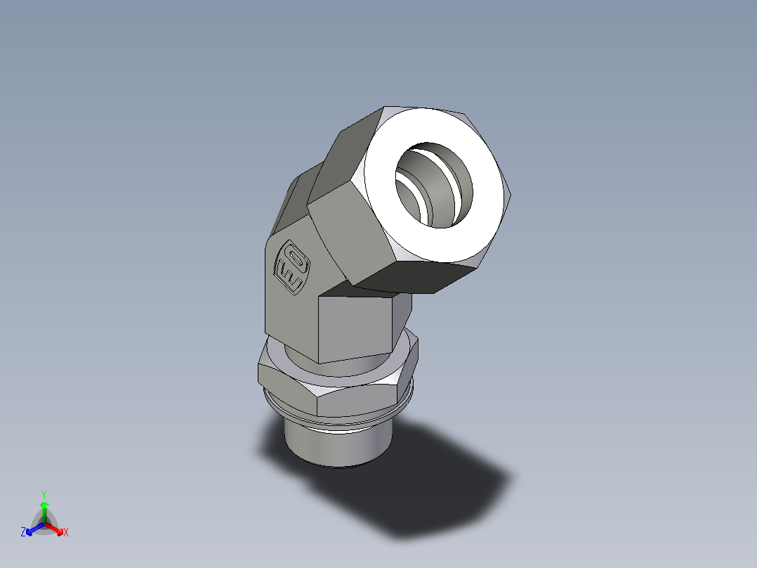 卡套式工业通用硬管接头EO_Adjustable_locknut_45_deg_elbow_VEE15LMORCF主视图