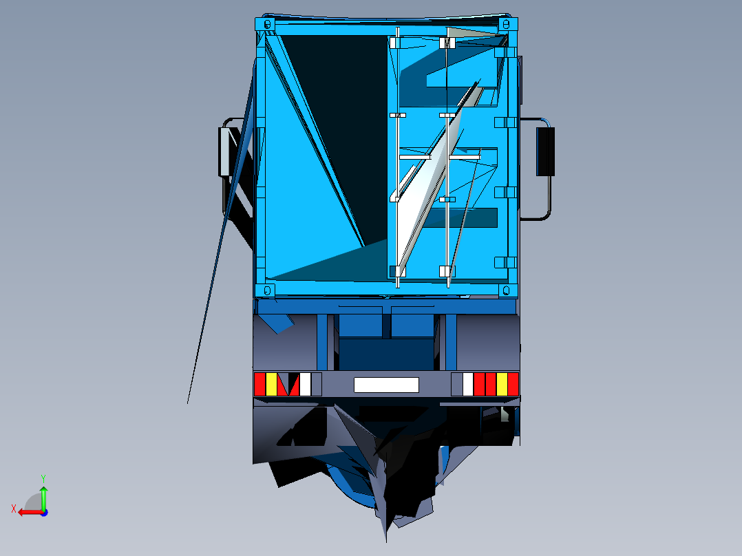 奔驰卡车货车集装箱车 三维膜图纸设计后视图