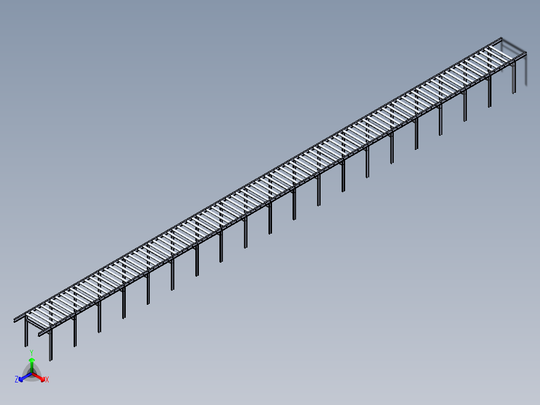 滚筒输送机20m长roller-conveyor-20m-long-STP主视图