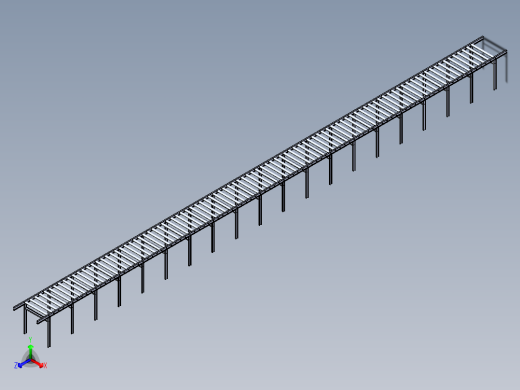 滚筒输送机20m长roller-conveyor-20m-long-STP正等轴测缩略图