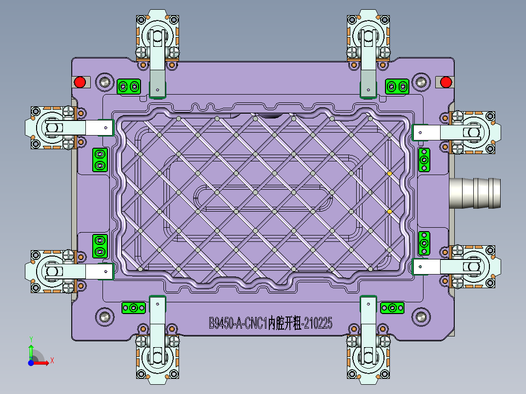 B9450-A-笔记本CNC工装夹具三维模型CNC1内腔开粗-210225前视图