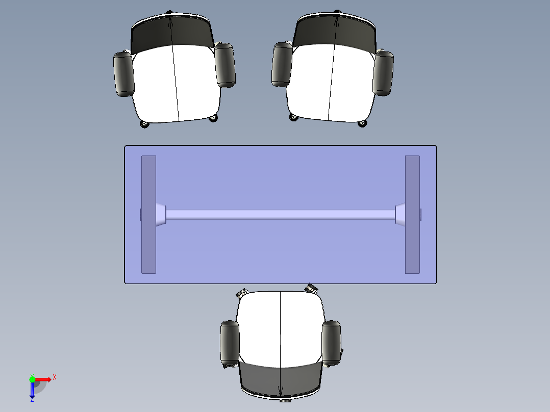 B2004550-卡曼木质书桌套装俯视图