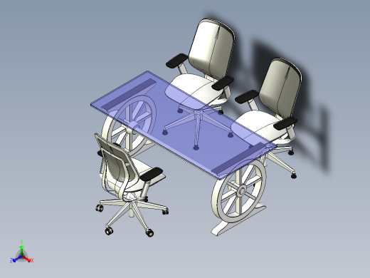 B2004550-卡曼木质书桌套装正等轴测缩略图