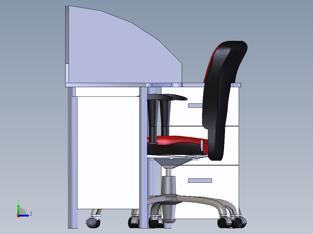 办公室2人办公桌左视图