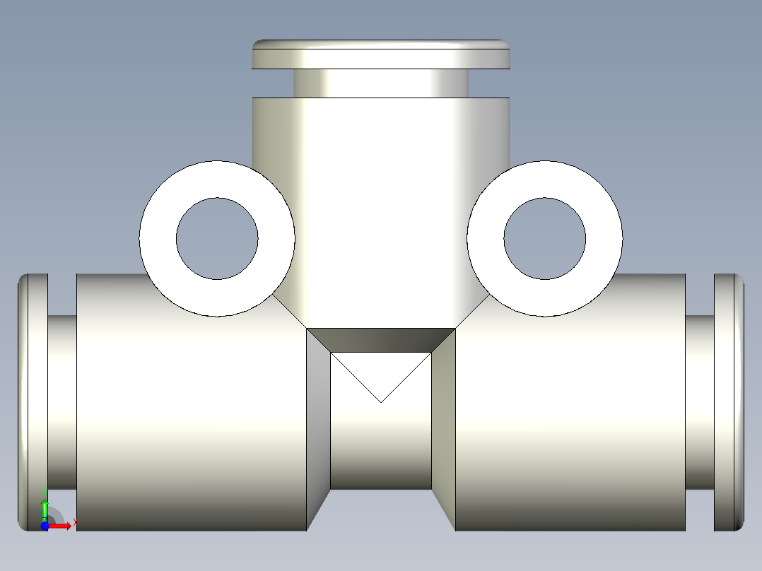 B3004463-气动用推接式管接头 - 三通型号前视图