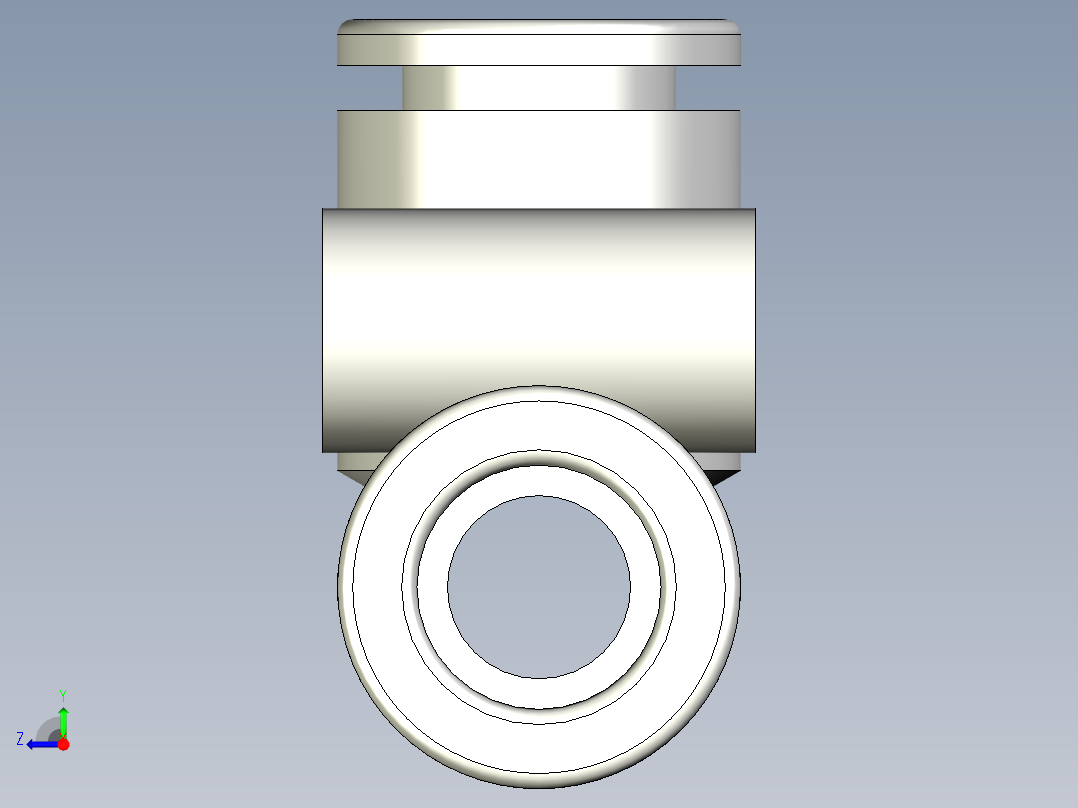 B3004463-气动用推接式管接头 - 三通型号右视图
