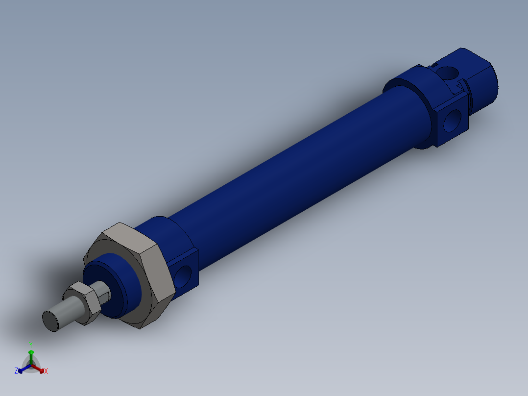 微型气缸直径20x80mm正等轴测图