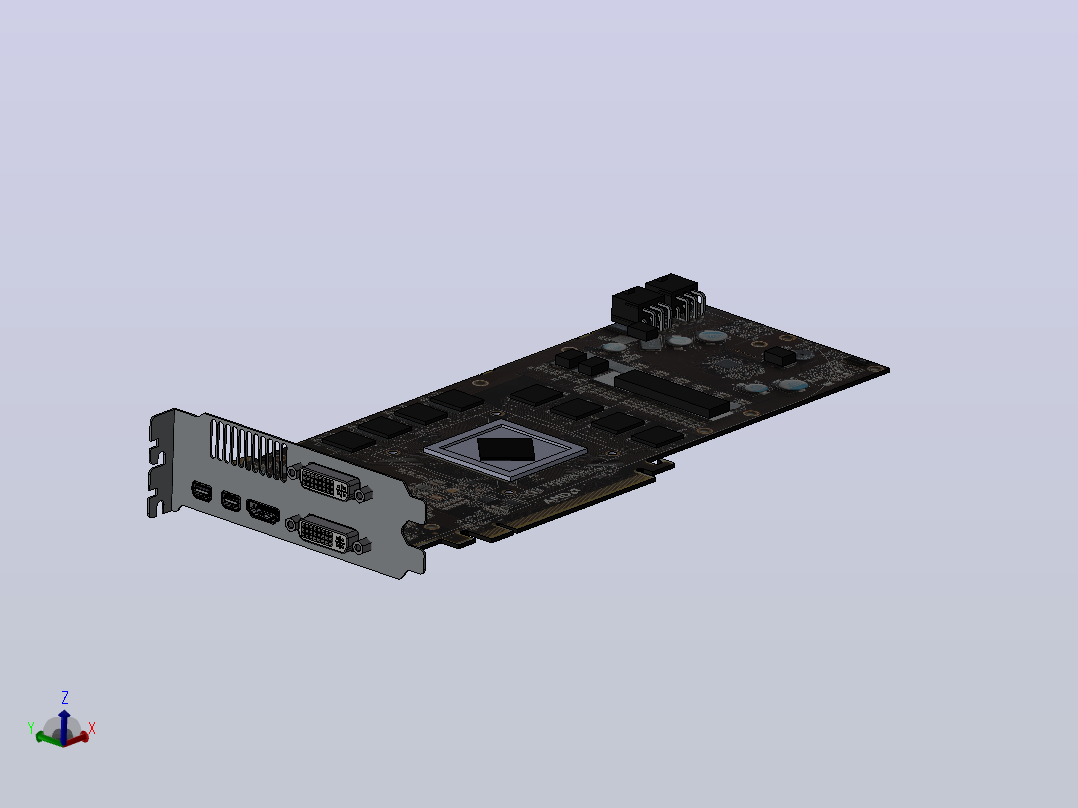 AMD公司的镭龙6870显卡没有散热器主视图
