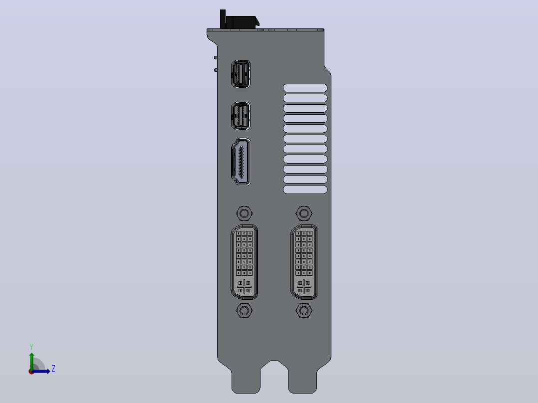 AMD公司的镭龙6870显卡没有散热器左视图