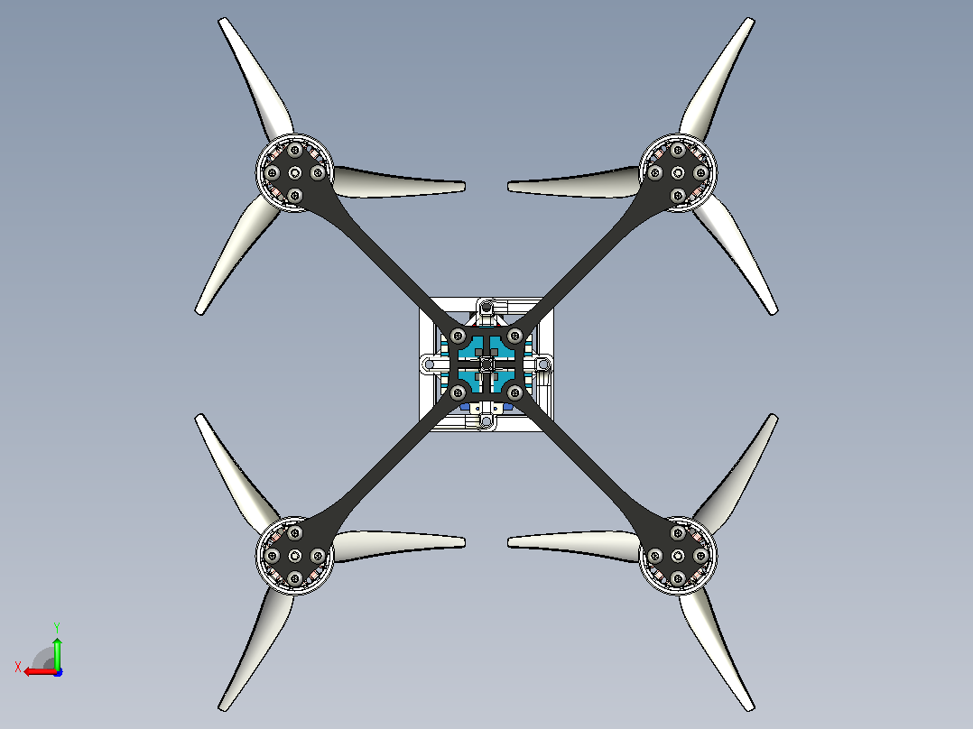 5英寸超轻型机架竞速无人机3D数模图纸+STEP格式后视图