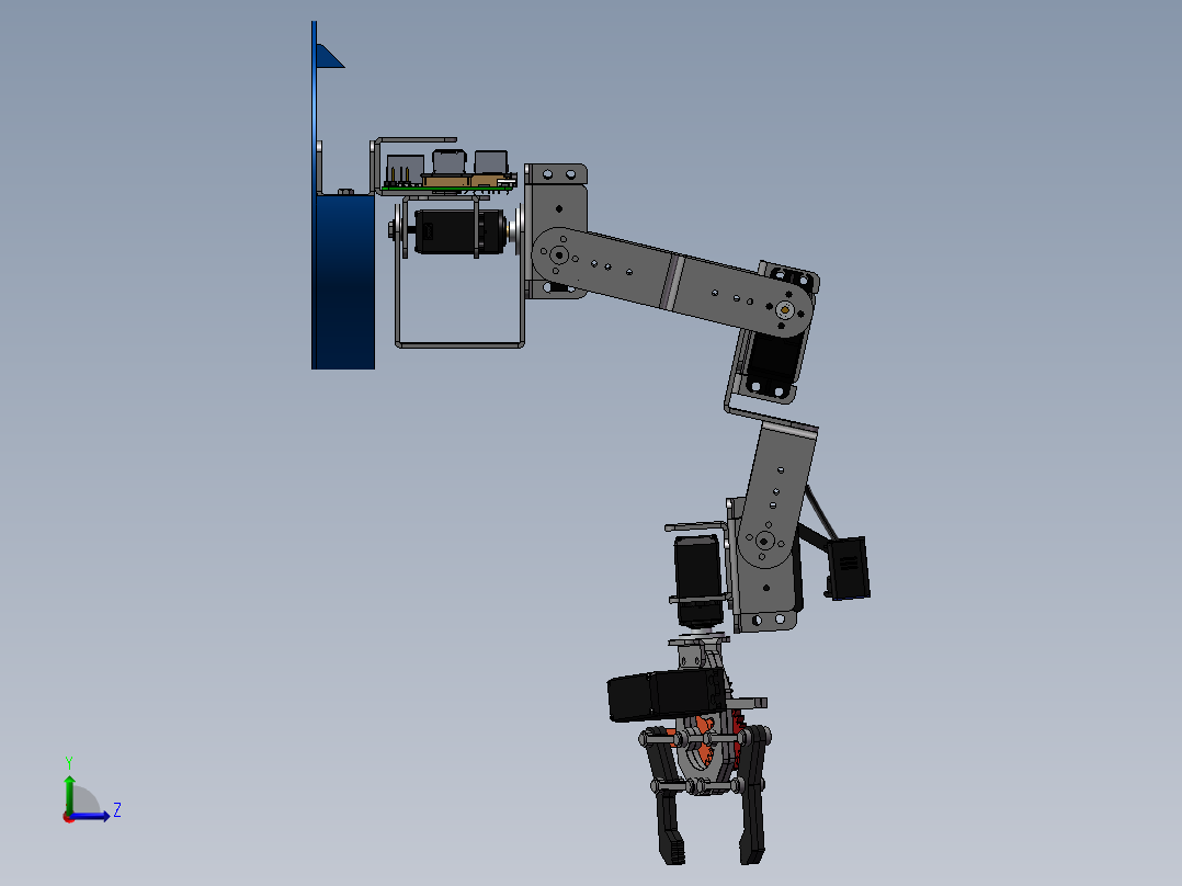 2款6轴舵机机械臂3d图纸5轴 机械手3d图纸多轴机械手臂三维模型左视图