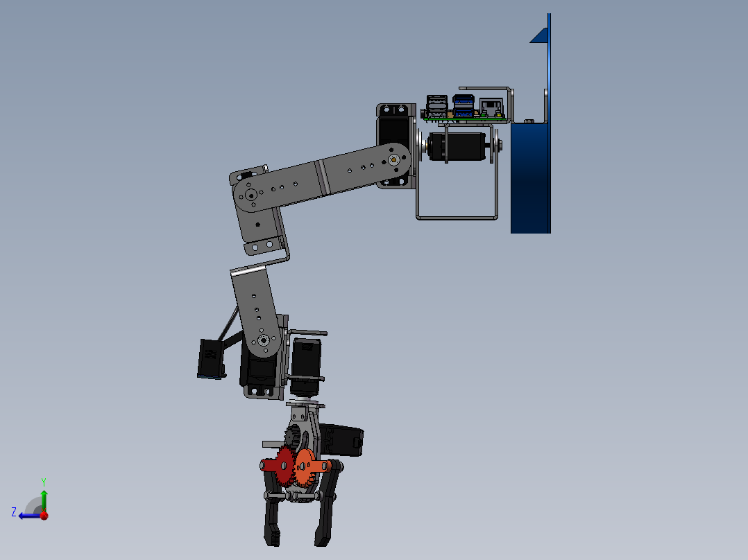 2款6轴舵机机械臂3d图纸5轴 机械手3d图纸多轴机械手臂三维模型右视图