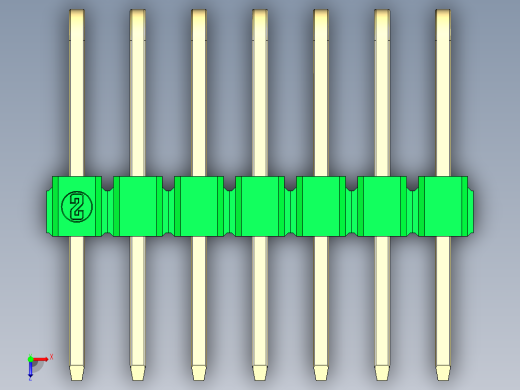 彩色公排针 100mil 2.54mm 系列-DS1022_green_3x07p_100mil_TypeD_rev1.0俯视缩略图