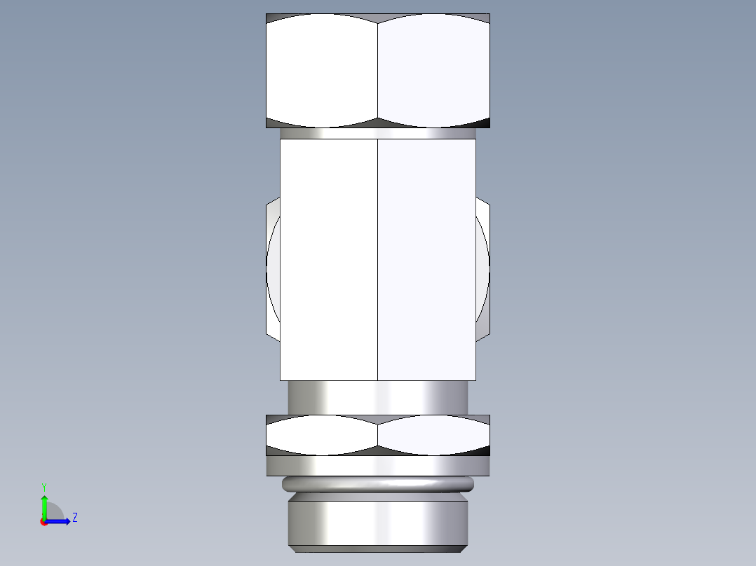 卡套式工业通用硬管接头EO_Adjustable_locknut_run_tee_LEE28LMORCF左视图