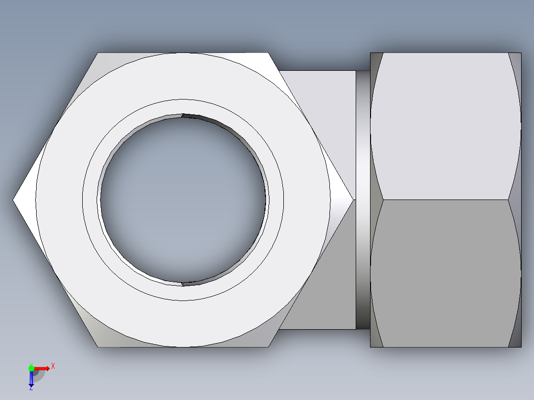卡套式工业通用硬管接头EO_Adjustable_locknut_run_tee_LEE28LMORCF俯视图